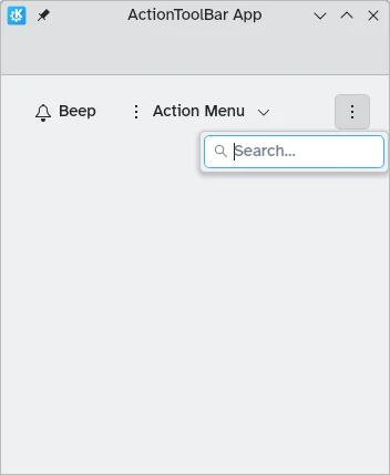 ActionToolBar con un menú de sobrantes que contiene acciones hijas